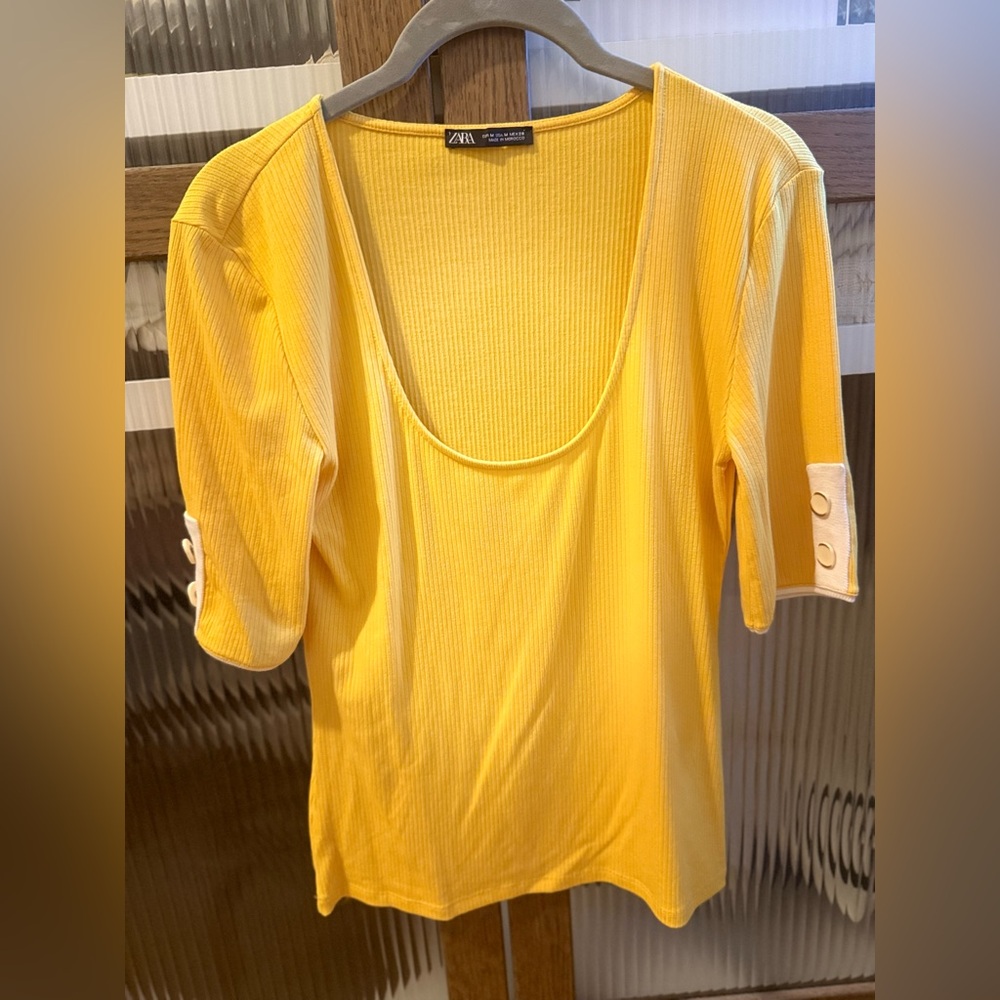 Zara Yellow Ribbed Women's Top